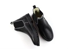 Angulus sort vinterstøvlette med uldfoer